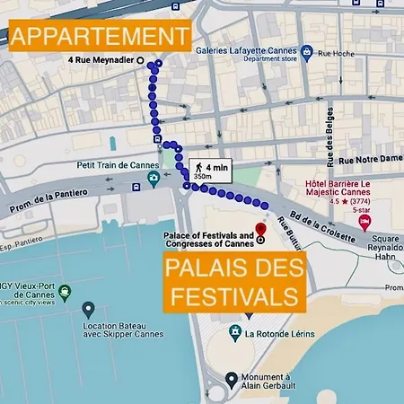 アパート Elegant 2p Rue Meynadier 350 M Palais & Beaches カンヌ